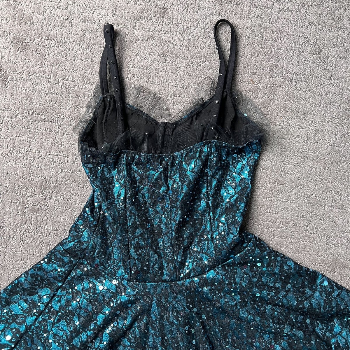 BLUE AND BLACK SEQUENCE DANCE/HALLOWEEN COSTUME WITH RHINESTONES