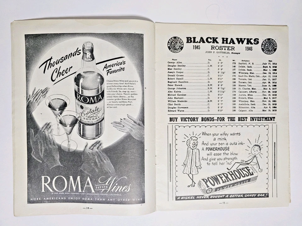 1945-46 Chicago Blackhawks Program vs Toronto Maple Leafs 01/01/1946 New Years - Image 4 of 4