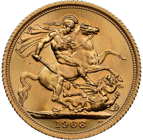 1968 Great Britain GOLD Sovereign MS-64 AGW: 0.2355oz