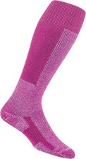 Thorlos Cushion Comfort Fit Ski Sock Over Calf Socks, Twilight Rose/White, Small
