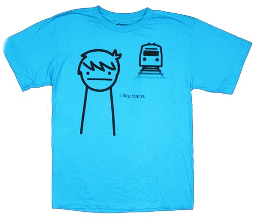 ASDF Film Herren T-Shirt - I Like Trains Zeichnung