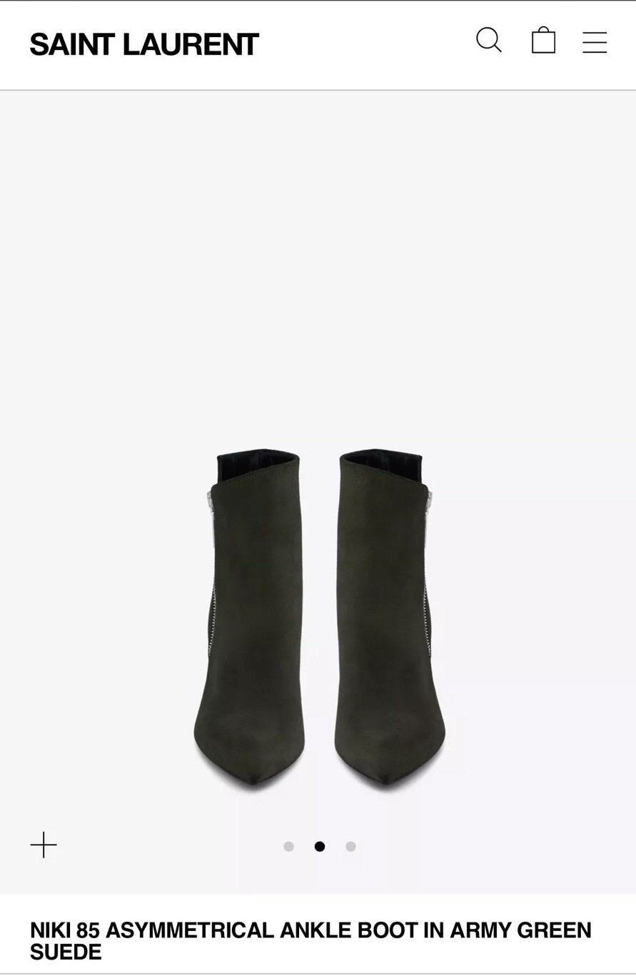 *NUOVI* Stivali Saint Laurent in camoscio verde Niki 85 taglia 39 prezzo consigliato £ 600.