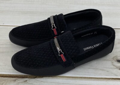 New Franco Vanucci Men's Black Fashion Slip On Loafer 7.5 Driving Shoes Roberto