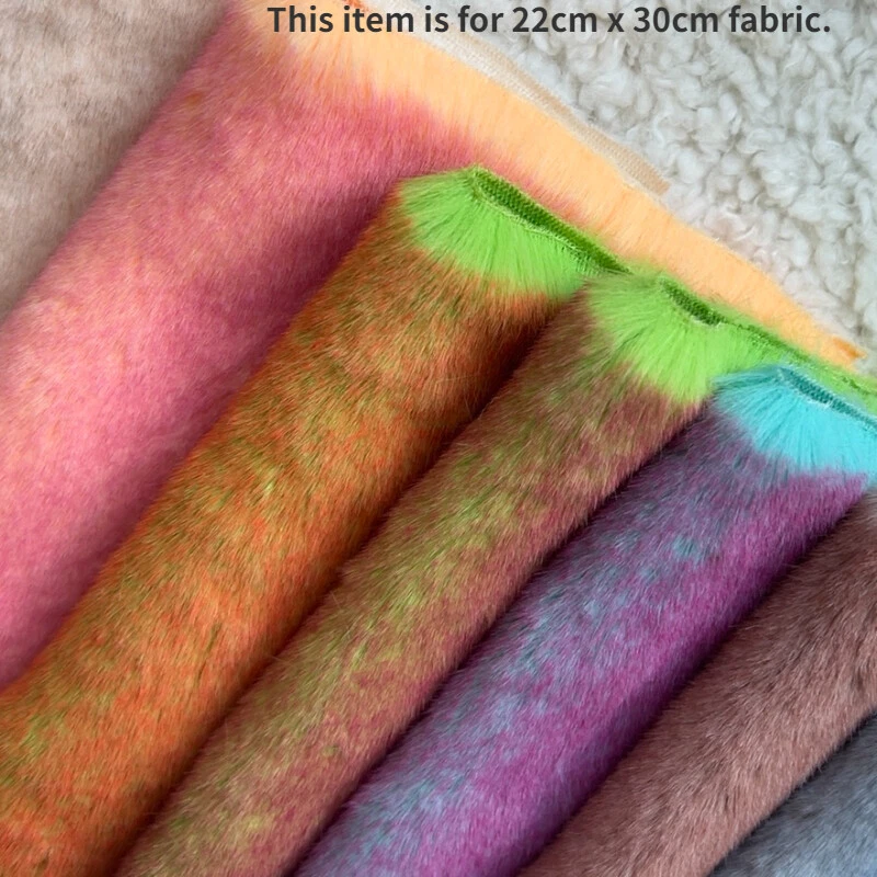 Novelty Colorful Faux Rabbit Fur Fabric Sewing Thick Furry DIY Craft 22 30cm - Image 2 of 4