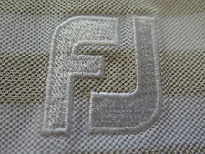 FootJoy Short Sleeve Beige White Striped Pullover Polo Golf Casual Shirt Medium