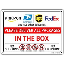 Please Deliver All Packages IN THE BOX Package Delivery Sign - Metal Aluminum...