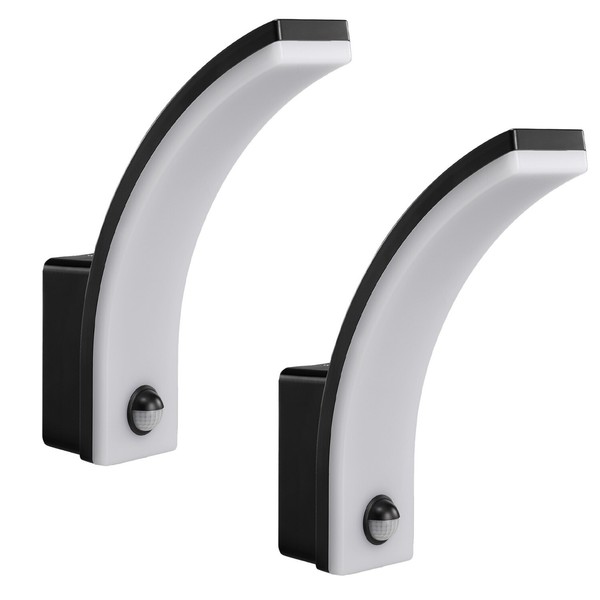 2X Led-Wandlampe Mit Pir-Bewegungsmelder Schwarz 20W IP65 2000Lm Neutralweiß-image
