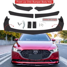 Glossy Black Front Bumper Lip Splitter+Spoiler For Mazda 2 3 5