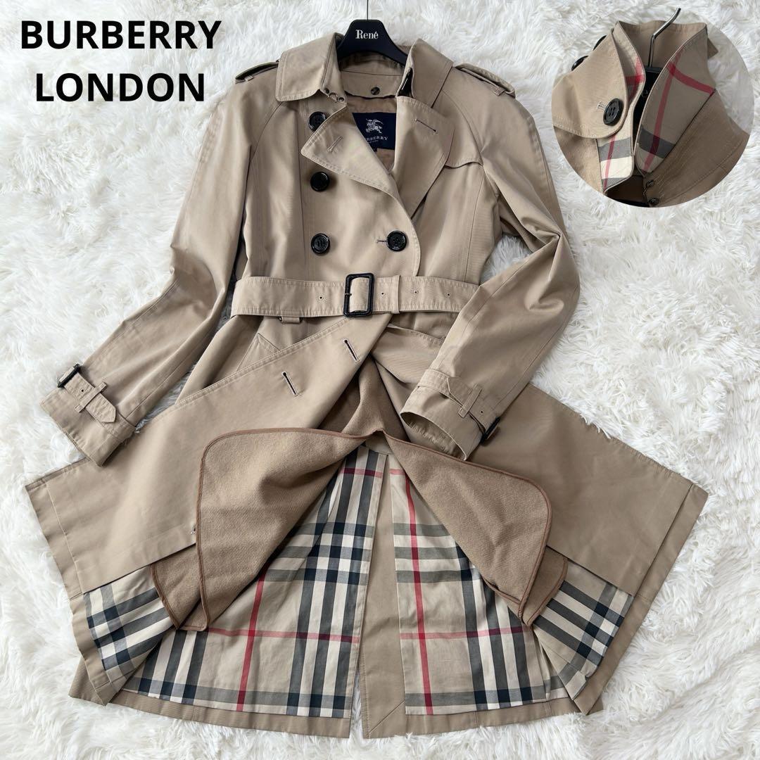 Burberry London Trench Coat Long Maxi Honey Beige Mega Check Size 40 M
