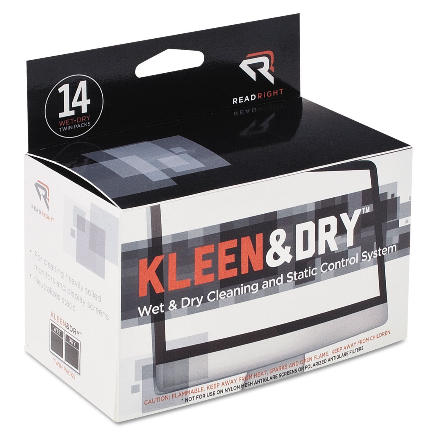 Read Right RR1205 Two Step Screen Kleen Wet and Dry Cleaning Wipes 5 x 5 14/Box