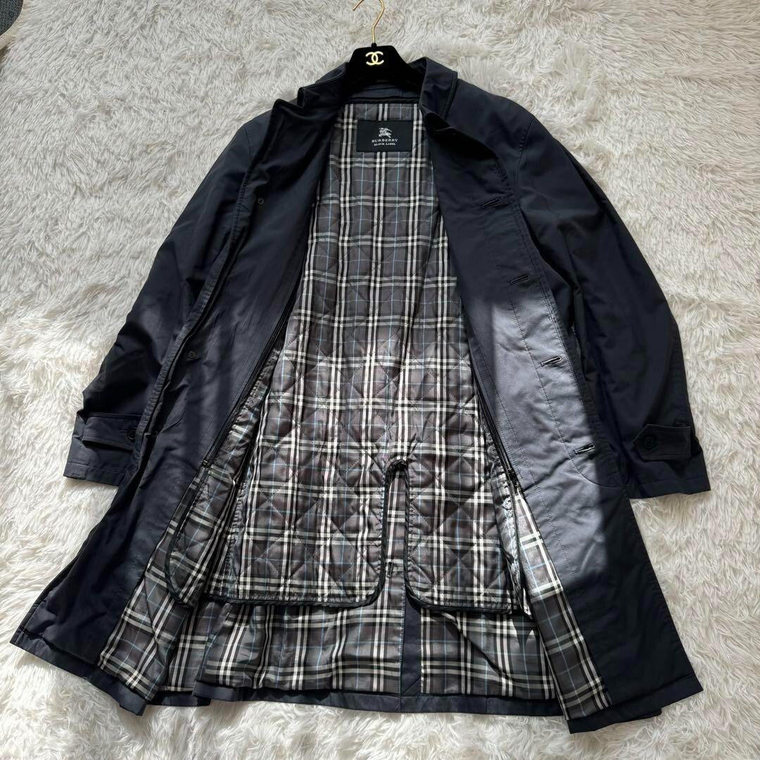 BURBERRY BLACK LABEL Soutien collar Coat Black Quilted Liner Men Size L Used