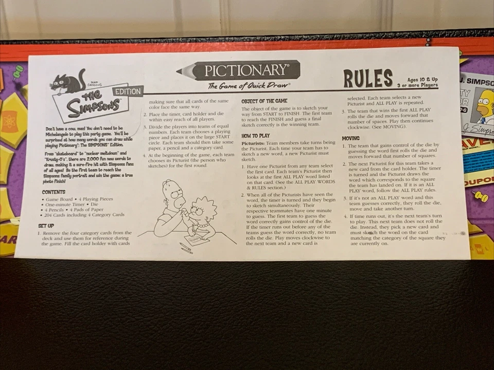 The Simpsons Edition Pictionary Game By USAopoly Rare Board Game Family Fun - Image 4 of 4