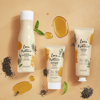 Oriflame LOVE NATURE Face Cream ,Calming Micellar Water ,face mask chia  honey