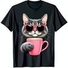 Cool Cat in Sunglasses with Pink Black T-Shirt for Cat Lovers