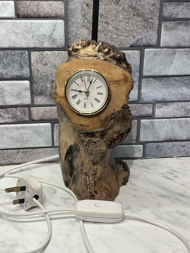 Handmade Driftwood Lamp & Clock Beautiful Art Decorative Rustic Wood: See Video!