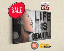 Banksy Canvas Print Life Is Beautiful Ready To Hang Stretched Wall Art