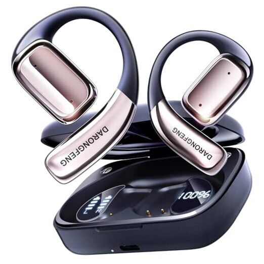 Pain-Free Open Ear Bluetooth Headphones Black Air Conduction Earbuds