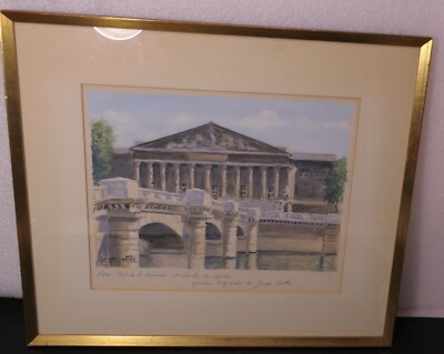 PALAIS BOURBON PORTE DE LA CORDE ORIGINAL SIGNED PAINTING BY GEORGES LATTE'S