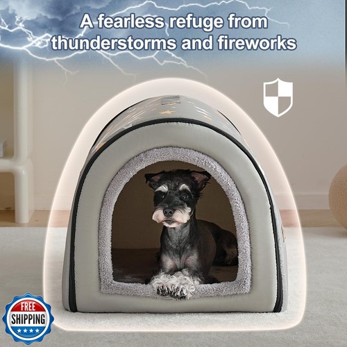 Jiupety Casa Interior para Perros, 2 en 1 Portátil Plegable Casa Cama con Cubierta, Mascota - Imagen 2 de 5