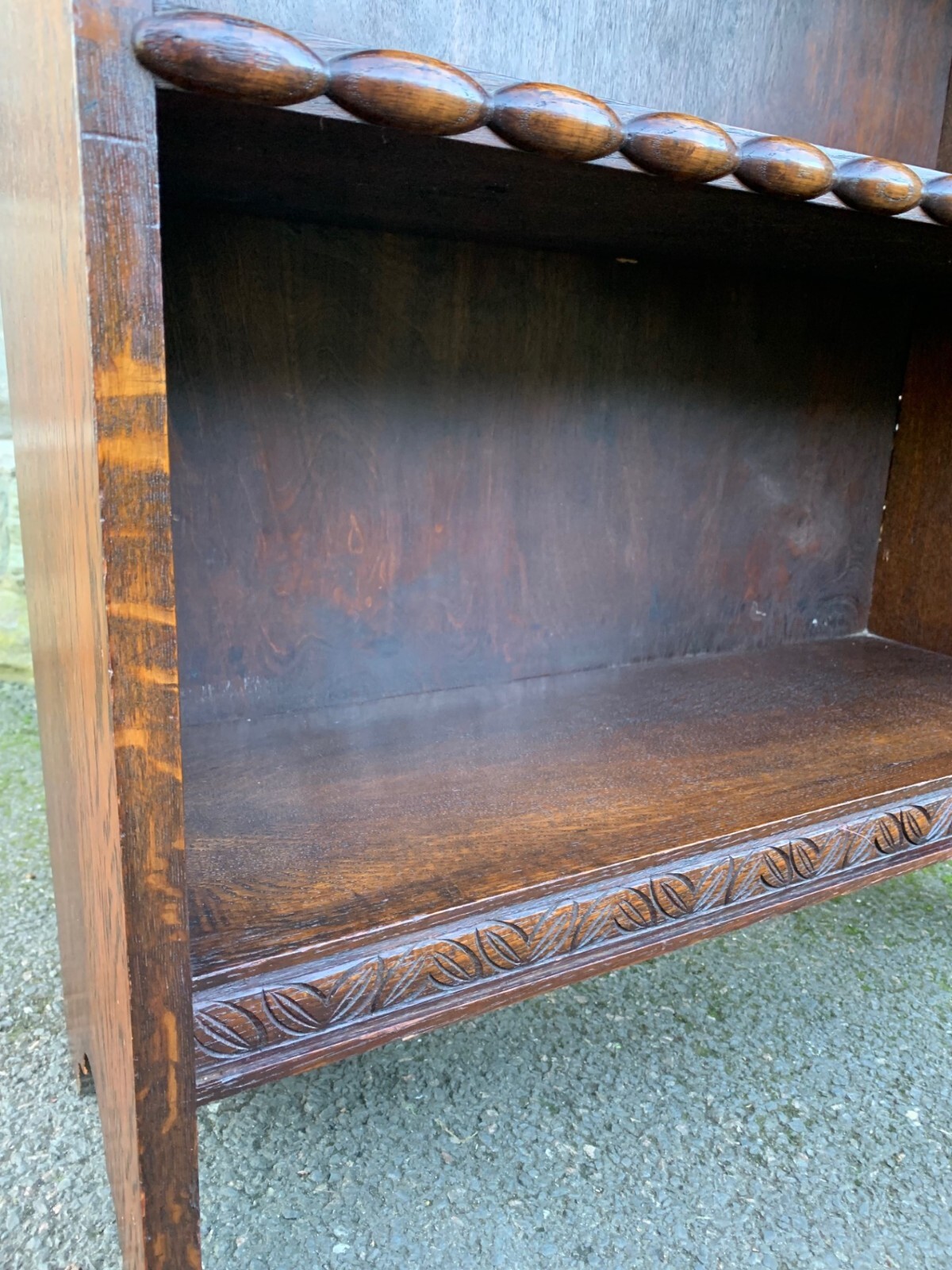 Antique Small Carved Oak Open Bookcase Bookshelves eBay
