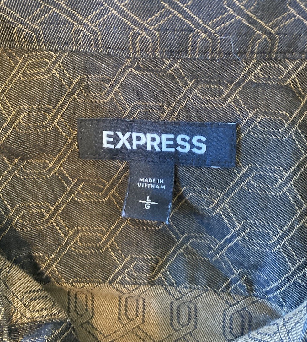 Express Men’s Button Down Patterned Shirt Size L … - image 3