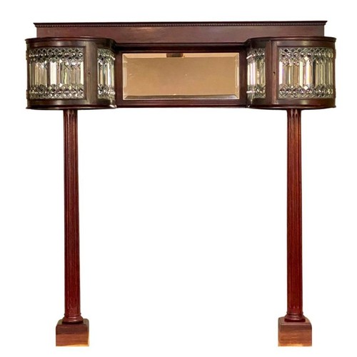 Victorian Jeweled and Beveled Leaded Glass Back Bar Cupboard (1890s) #22064
