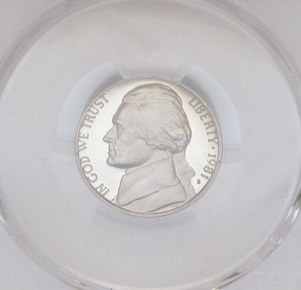 1981-S Tipo 1 JEFFERSON NICKEL PCGS PR70 DEEP CAMEO = GRAU SUPERIOR, TOP POP - Imagem 3 de 4