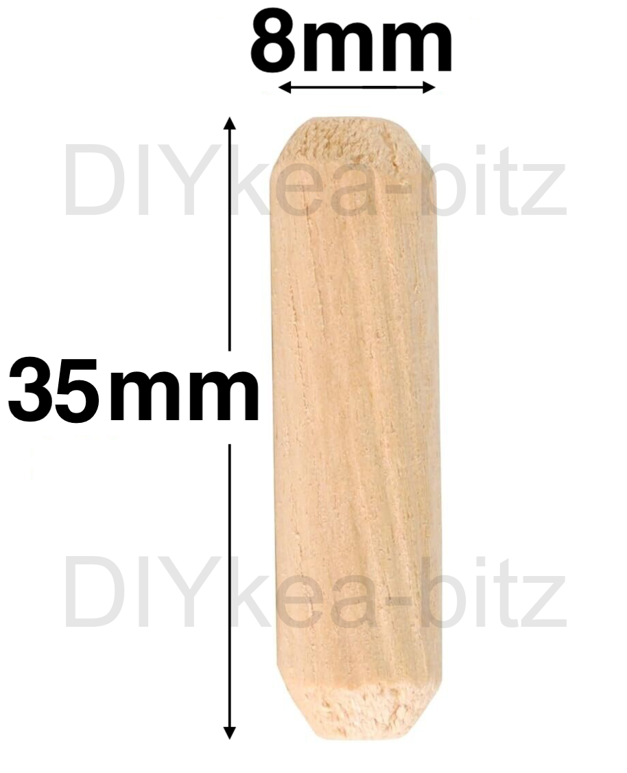 20 IKEA 101351 Wooden Dowels 8mm X 35mm Furniture BILLY METOD
