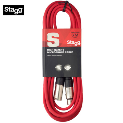 Stagg 20FT XLR Female to XLR Male Microphone Cable - Red SMC6 CRD