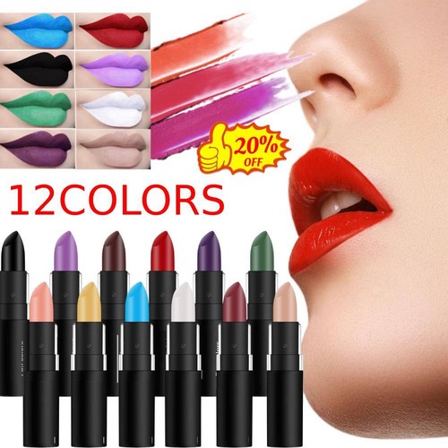 Long Lasting Velvet Matte Lip Color Waterproof Lipstick Pigment Makeup 12 Colour