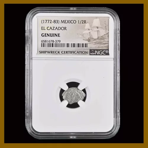Mexico 1/2 Real Silver Coin, 1772-1783 El Cazador Shipwreck NGC 6581678-397