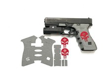 HANDLEITGRIPS Gray Textured Rubber Grip Tape Red SKULL KIT for Glock 17 Gen 3