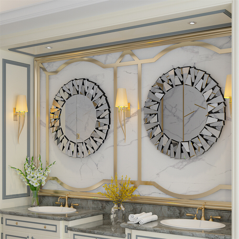 Large Round Mirror Silver Circle Wall Mirror for Bathroom Vanity