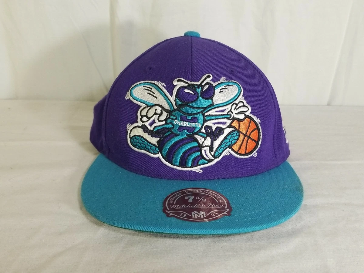 Mitchell & Ness Charlotte Hornets Snapback Hat - Purple/Black/Throwback -  Basketball Cap for Men