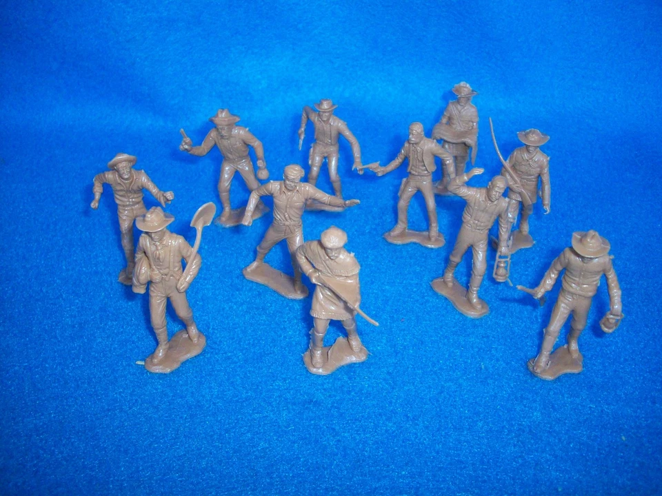 MARX Vaqueros, Tramperos y Mineros 32 Figuras Escala 1/32 Marrón Juguete Soldados Foto 2 de 4