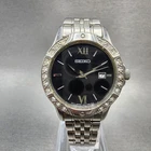 Seiko Watch Women 30mm Black Dial Silver Tone Date Round 6N22-00B0 New Battery