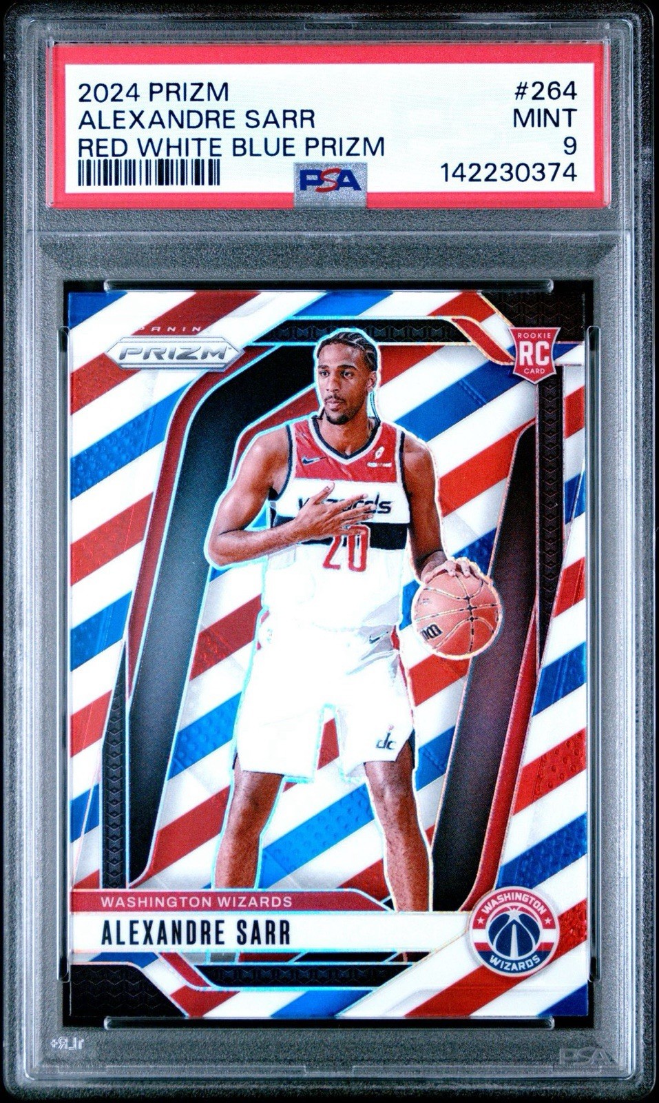 2024-25 Panini Prizm Alexandre Sarr #264 Red White & Blue Rookie RC PSA 9 Mint