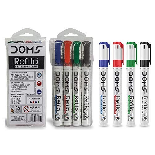 Doms Refilo Ink Pens Red Black Blue Green Whiteboard Markers - Picture 6 of 8