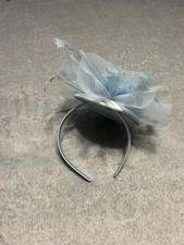 Kentucky Derby Fascinator In A Light Blue With Feathers Feeds Structured Mesh