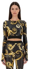 Versace Jeans Couture  Long Sleeve Baroque Print Crop Top-40