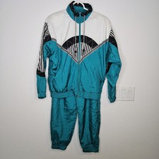 Vintage Tracksuit, Teal Black And White, 1994, Two Pieces, Size Petite Medium