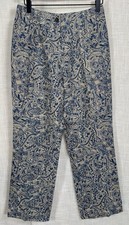 Vintage Harold's High Rise 100 Linen Trousers Pants Women's Size 4 Blue Tan