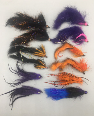 Lot 12 Fly Fishing Alaska Coho ''Silver'' Salmon Flies 1/0 Assortment Color Varies