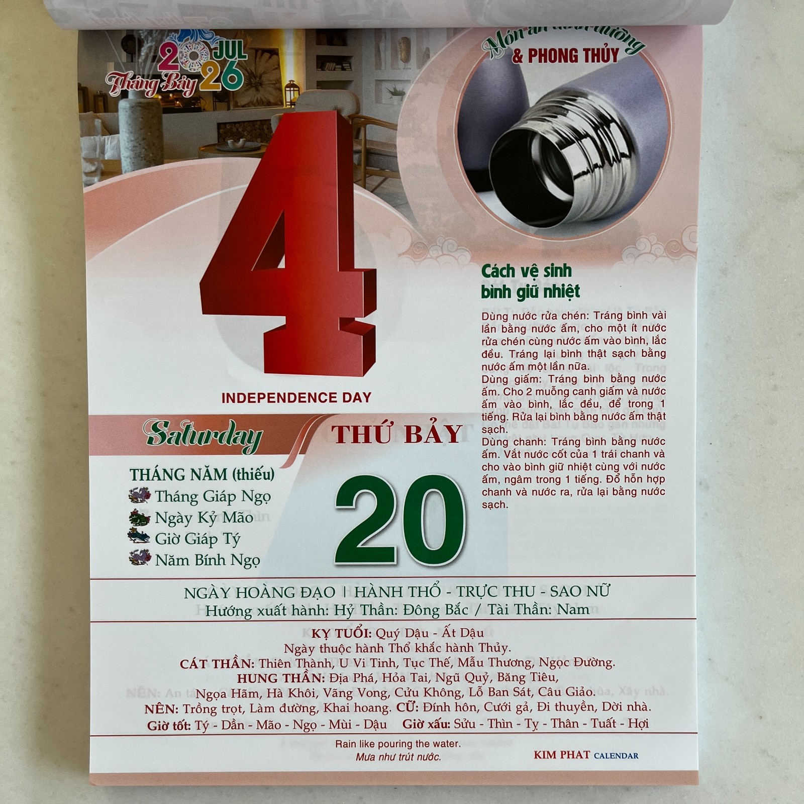 2026 Asian Vietnamese Chinese New Year Wall-Mounted Calendar/ Lich Binh Ngo 2026