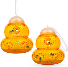 Piège À Guêpes Réutilisable 2 Pcs Attrape Frelons Abeilles Jaune Jardin Terrasse