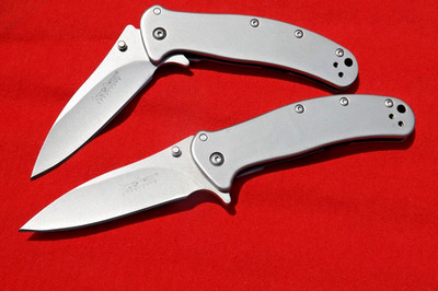 2 LOT   Kershaw 1730SS Zing Pocketknife Drop Point Plain Edge SS Frame Lock Clip