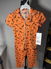 Little Dreamer Sleepwear Orange with Black Bats Set Size 5 Unisex NWT