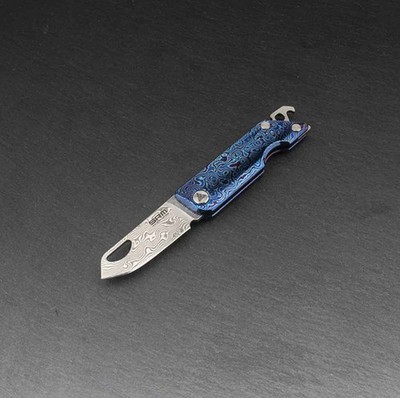 SRM Knives Messer ULTRA VIO Mini Flipper aus Damast und Titan-Damast