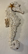 Seahorse Wall Wood Hanging made with shells. Unbranded. Rare. 30 x 12.5. Read