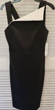 Calvin Klein Dress Womens 8 Black White Sheath Sleeveless Knee Length NWT